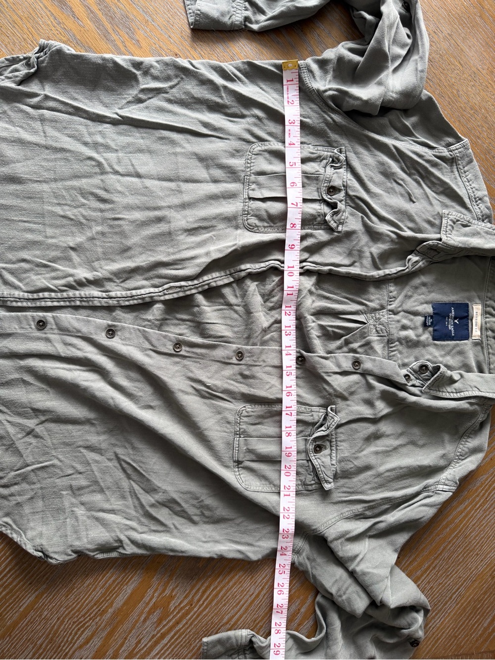 American Eagle Outfitters Soft & Sexy Oversized Boyfriend Button-Up Olive XL - Picture 4 of 4